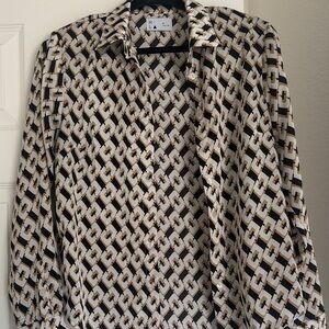 Geometric Patterned Button-Up Shirt